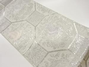 九百錦プラチナ箔蜀江文に番鳥模様織出し袋帯